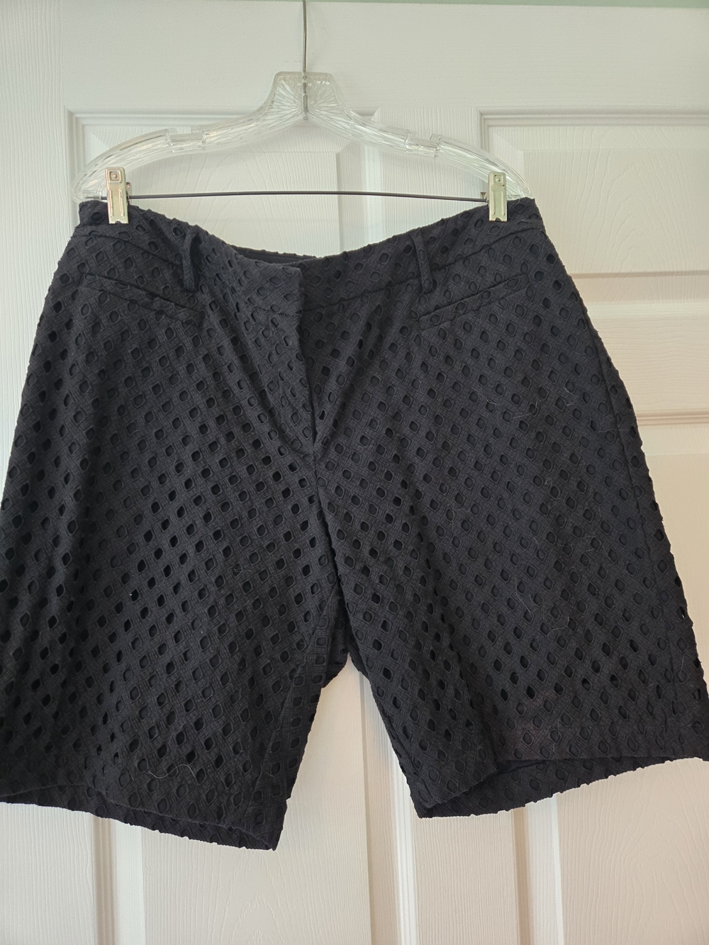 Lands' End Black Eyelet Bermuda Shorts